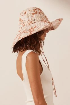 Shona Joy ACCESSORIES FLOR LINEN HAT