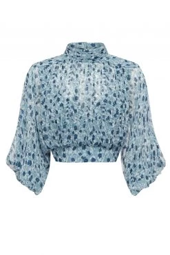 Shona Joy FRANCESCA HIGH NECK BALLOON SLEEVE CROP BLOUSE TOPS