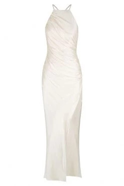 Shona Joy DRESSES LA LUNE GATHERED SQUARE NECK BIAS MIDI DRESS - CREAM