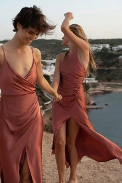 Shona Joy LA LUNE CROSS DRAPED MAXI DRESS - TERRACOTTA DRESSES