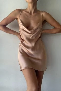 Shona Joy LA LUNE LOUNGE SLIP DRESS - DESERT ROSE DRESSES