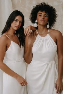 Shona Joy CORE HIGH NECK RUCHED DRESS - IVORY