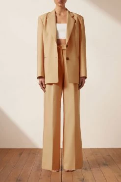 Shona Joy IVY OVERSIZED TAILORED BLAZER - LATTE