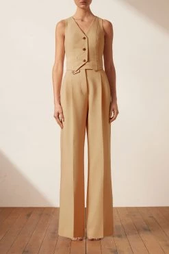 Shona Joy IVY HIGH WAISTED TAILORED PANT - LATTE