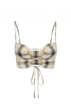 Shona Joy INDRA LINEN LACE UP BRALETTE TOPS