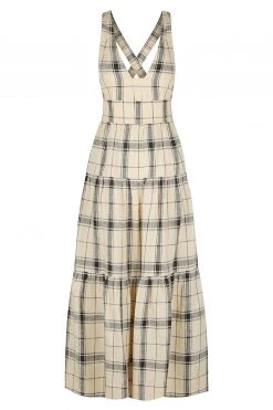 Shona Joy INDRA LINEN PLUNGED CROSS BACK MIDI DRESS
