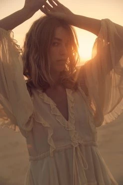 Shona Joy IRIS BALLOON SLEEVE FRILL MINI DRESS - CREAM