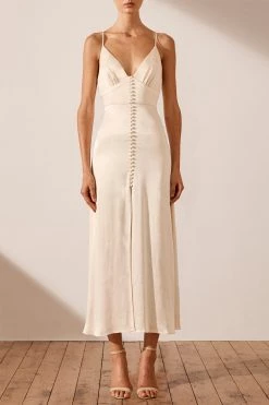 Shona Joy LA LUNE COCKTAIL MIDI DRESS - CREAM