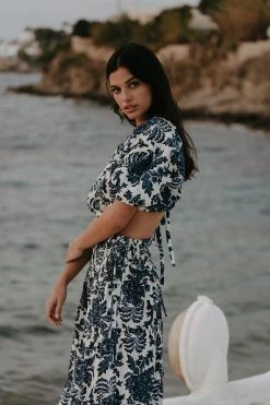 Shona Joy TOPS DIANA OPEN BACK BALLOON SLEEVE CROP TOP