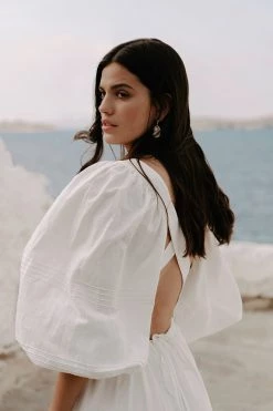 Shona Joy DRESSES PRISCILA PIN TUCK CROSS BACK MIDI DRESS - RICE