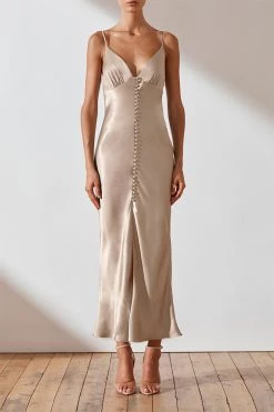 Shona Joy DRESSES LA LUNE BIAS SLIP DRESS - GOLD