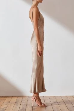 Shona Joy DRESSES LA LUNE BIAS SLIP DRESS - GOLD