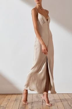 Shona Joy DRESSES LA LUNE BIAS SLIP DRESS - GOLD
