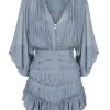 Shona Joy DRESSES KAYLA BUTTON UP RUCHED MINI DRESS - BLUE SMOKE
