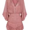 Shona Joy KAYLA BUTTON UP RUCHED MINI DRESS - ANTIQUE ROSE