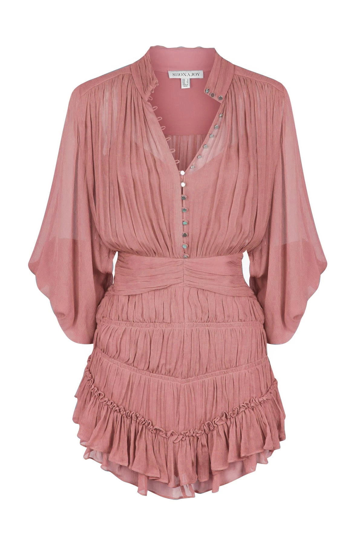 Shona Joy KAYLA BUTTON UP RUCHED MINI DRESS - ANTIQUE ROSE 1 Shona Joy KAYLA BUTTON UP RUCHED MINI DRESS - ANTIQUE ROSE