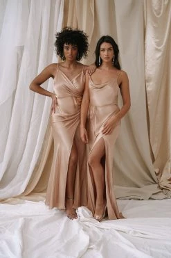 Shona Joy LA LUNE BIAS COWL MAXI DRESS - DESERT ROSE