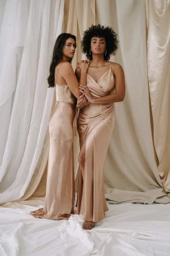 Shona Joy LA LUNE BIAS COWL MAXI DRESS - DESERT ROSE