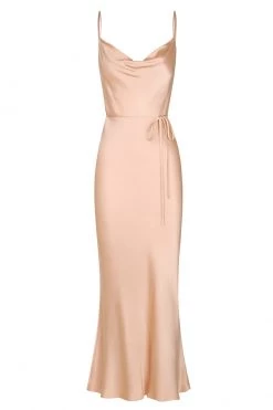 Shona Joy BEST SELLERS LA LUNE BIAS COWL MIDI DRESS - DESERT ROSE