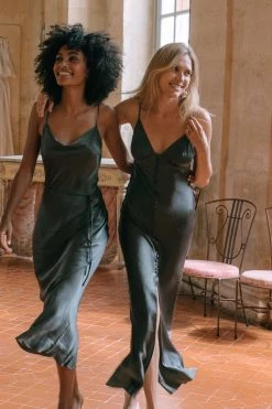 Shona Joy LA LUNE BIAS COWL MIDI DRESS - OLIVE