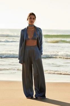 Shona Joy LA LUNE TUXEDO TROUSER - BLUE SMOKE