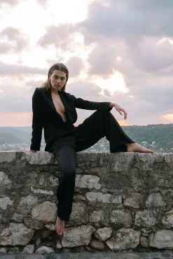 Shona Joy LA LUNE TUXEDO TROUSER - BLACK