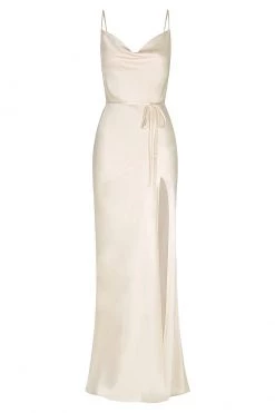 Shona Joy LA LUNE BIAS COWL MAXI DRESS - CREAM DRESSES