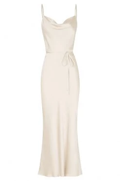 Shona Joy LA LUNE BIAS COWL MIDI DRESS - CREAM DRESSES