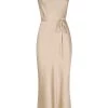 Shona Joy LA LUNE BIAS COWL MIDI DRESS - GOLD