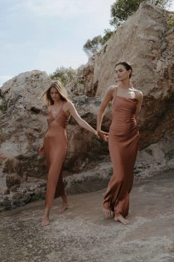 Shona Joy LA LUNE LACE BACK MAXI DRESS - COPPER