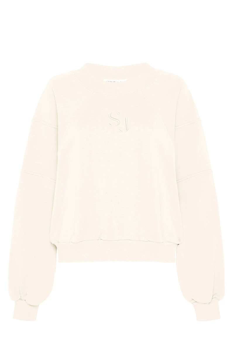 Shona Joy SJ LOGO BATWING SWEATER - IVORY TOPS 1 Shona Joy SJ LOGO BATWING SWEATER - IVORY TOPS