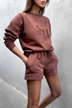 Shona Joy SJ LOGO SWEATER - CLOVE TOPS