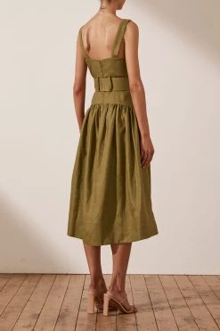 Shona Joy DRESSES LUCILLE LINEN MIDI DRESS - CUMIN