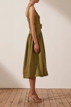 Shona Joy DRESSES LUCILLE LINEN MIDI DRESS - CUMIN