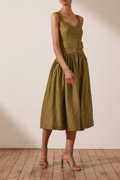 Shona Joy DRESSES LUCILLE LINEN MIDI DRESS - CUMIN