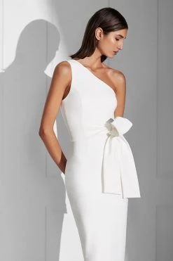 Shona Joy LUCY ONE SHOULDER MIDI DRESS - IVORY
