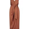 Shona Joy LUXE TIE FRONT COCKTAIL DRESS - MOCHA DRESSES