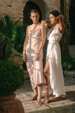 Shona Joy DRESSES LUXE BIAS COWL SLIP DRESS - PORCELAIN