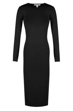 Shona Joy LYON LONG SLEEVE BACKLESS MIDI DRESS - BLACK