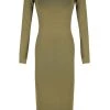Shona Joy LYON LONG SLEEVE BACKLESS MIDI DRESS - OLIVE
