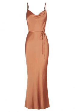 Shona Joy LA LUNE BIAS COWL MIDI DRESS - COPPER