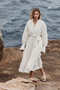 Shona Joy MAGNOLIA TIERED MIDI DRESS - IVORY DRESSES