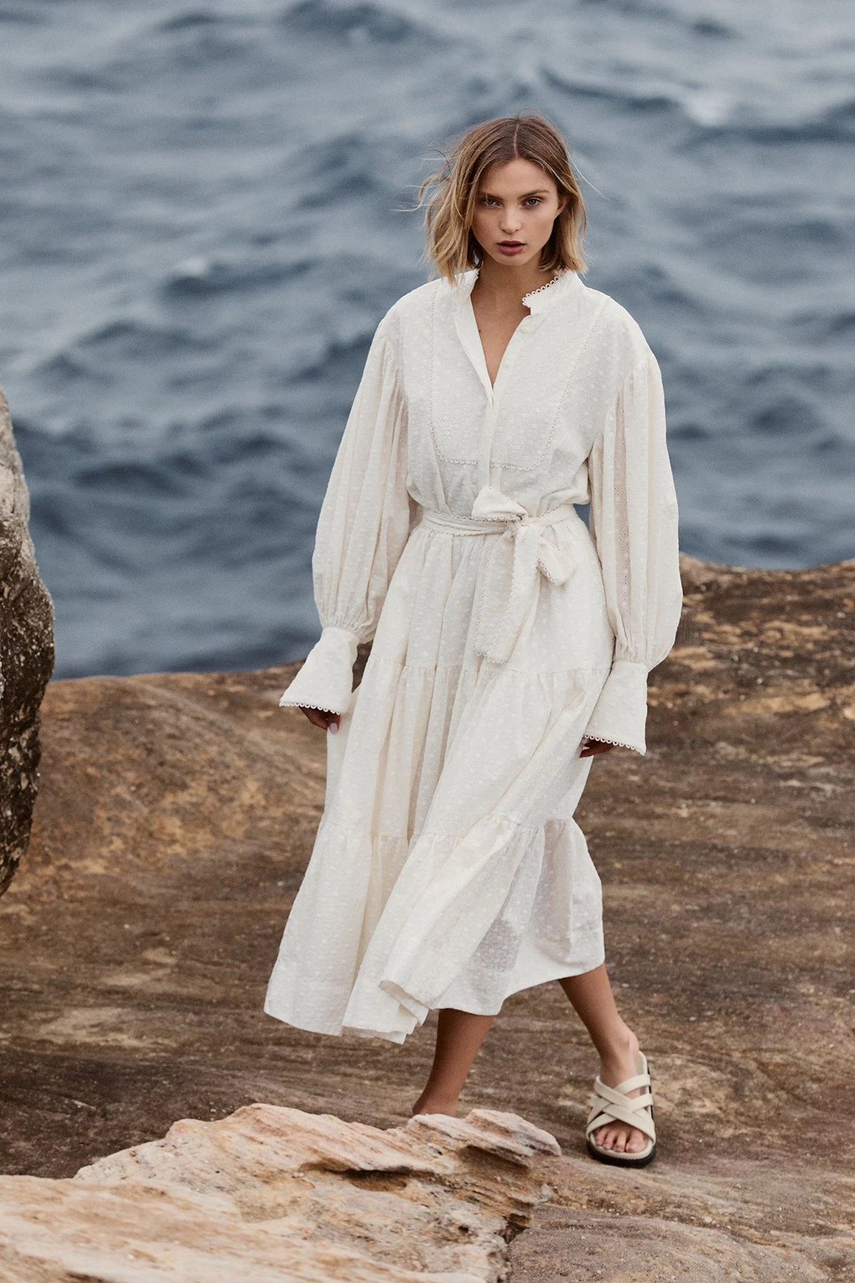 Shona Joy MAGNOLIA TIERED MIDI DRESS - IVORY DRESSES 2 Shona Joy MAGNOLIA TIERED MIDI DRESS - IVORY DRESSES