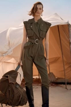 Shona Joy JUMPSUITS MATILDA LINEN UTILITY JUMPSUIT - FOREST