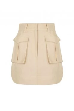 Shona Joy SKIRTS MATILDA LINEN UTILITY MINI SKIRT - PEANUT BUTTER