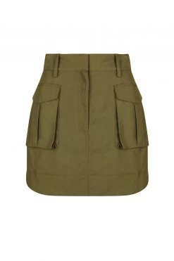 Shona Joy MATILDA LINEN UTILITY MINI SKIRT - FOREST