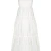 Shona Joy MAYA LINEN PIN TUCK OPEN BACK TIERED MIDI DRESS - IVORY