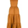 Shona Joy MAYA LINEN BACKLESS HALTER MIDI DRESS - TURMERIC DRESSES