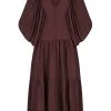 Shona Joy MILA PLUNGED TIERED MIDI DRESS - COCOA DRESSES