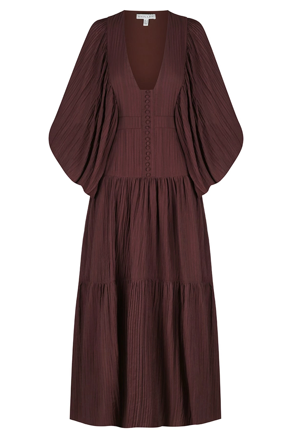 Shona Joy MILA PLUNGED TIERED MIDI DRESS - COCOA DRESSES 1 Shona Joy MILA PLUNGED TIERED MIDI DRESS - COCOA DRESSES